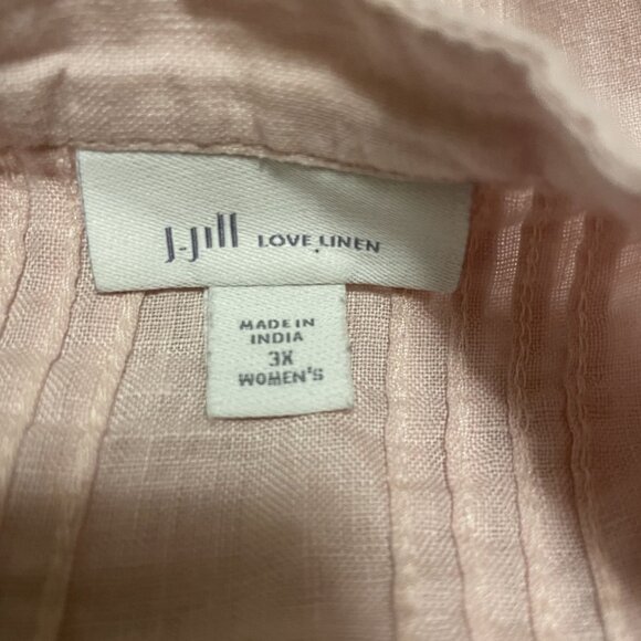 J. Jill Womens Pink Linen Button-Down Pleated Tunic Blouse Size 3X - Picture 5 of 6
